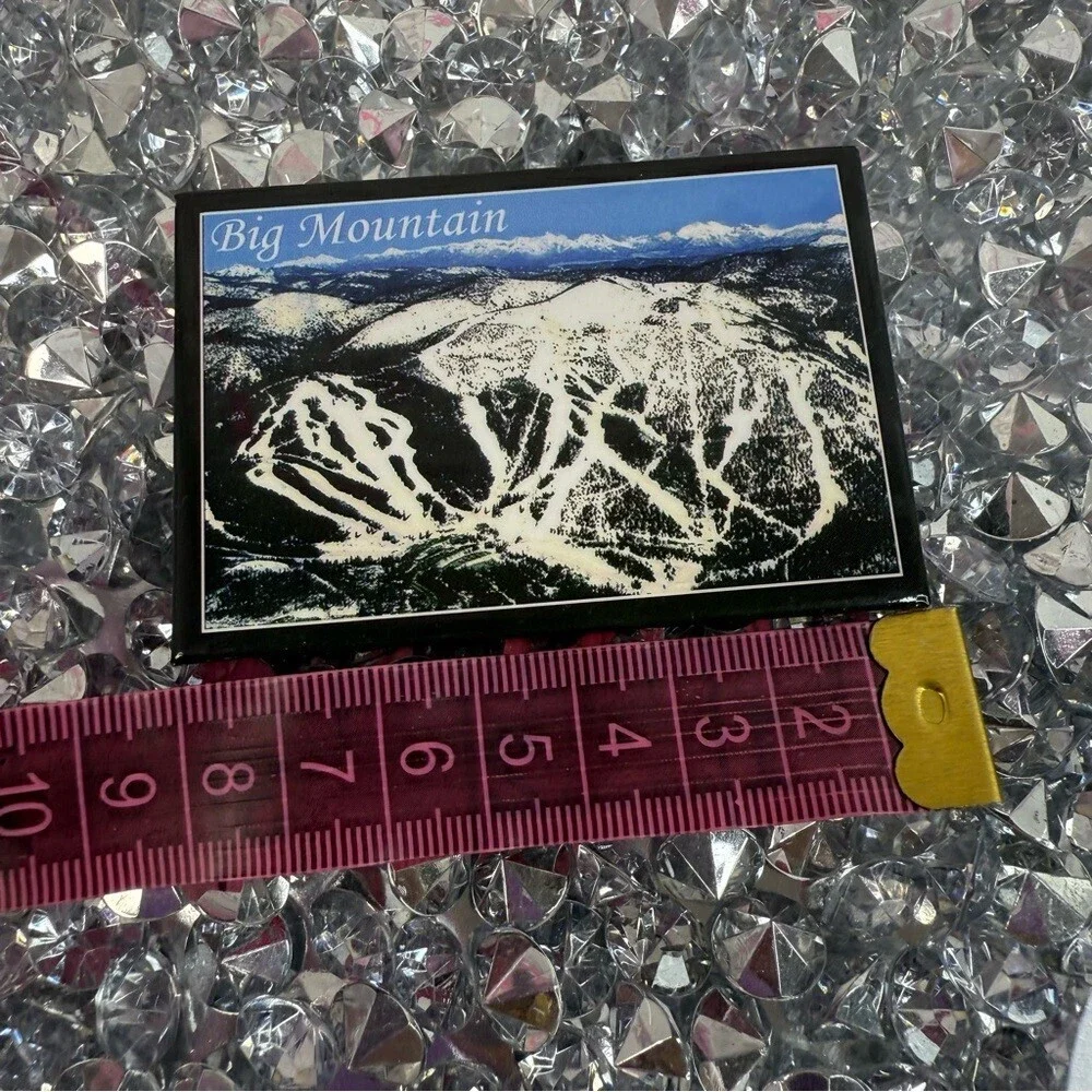 Montana magnet fridge Big Mountain Scenic Postcard Like Magnet Blue White, Black